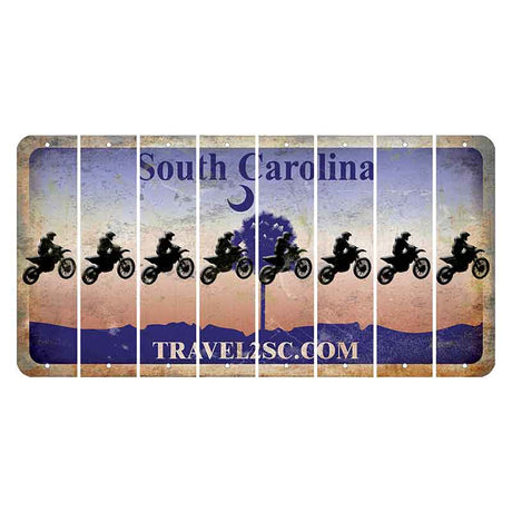 South Carolina Travel2SC Cut License Plate Strips (Set of 8) Dirtbike Rider