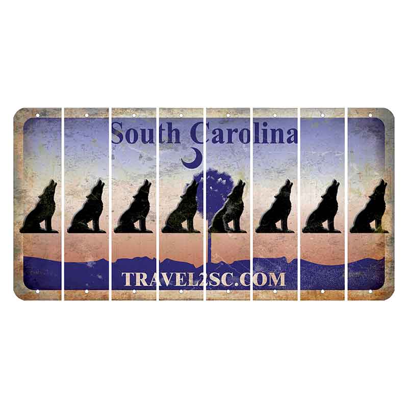 South Carolina Travel2SC Cut License Plate Strips (Set of 8) Howling Wolf