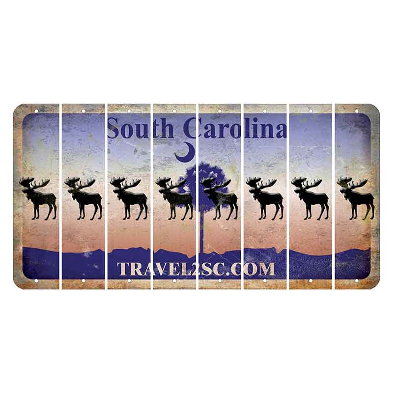 South Carolina Travel2SC Cut License Plate Strips (Set of 8) Moose