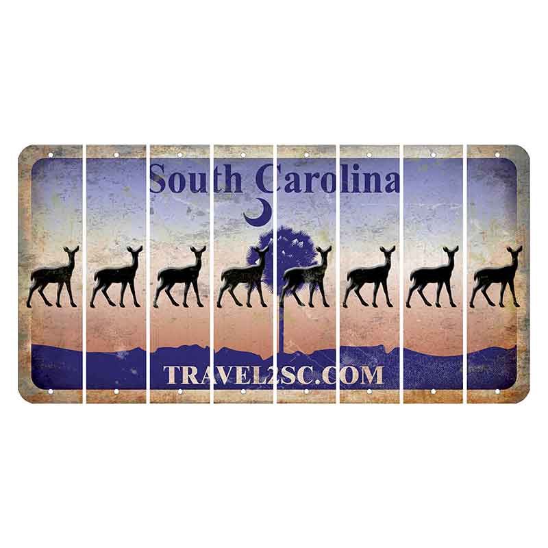 South Carolina Travel2SC Cut License Plate Strips (Set of 8) Doe