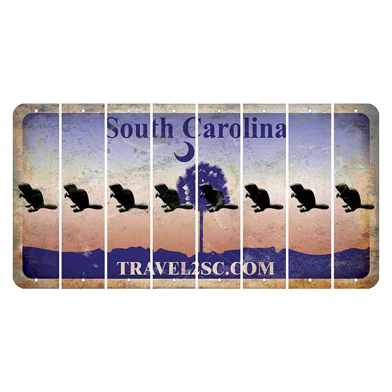 South Carolina Travel2SC Cut License Plate Strips (Set of 8) Beaver