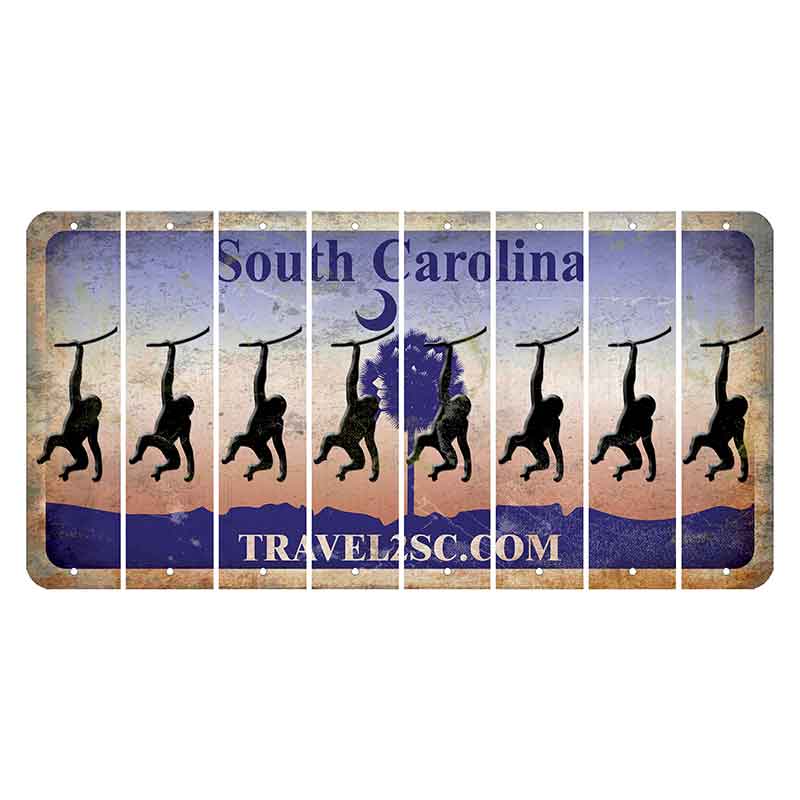 South Carolina Travel2SC Cut License Plate Strips (Set of 8) Monkey