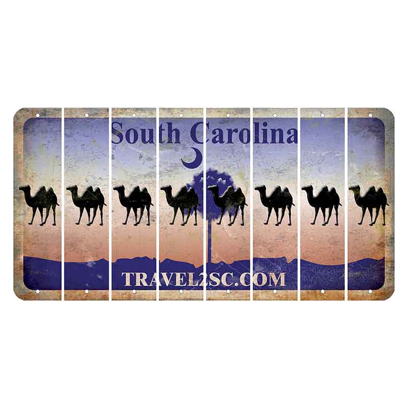 South Carolina Travel2SC Cut License Plate Strips (Set of 8) Camel