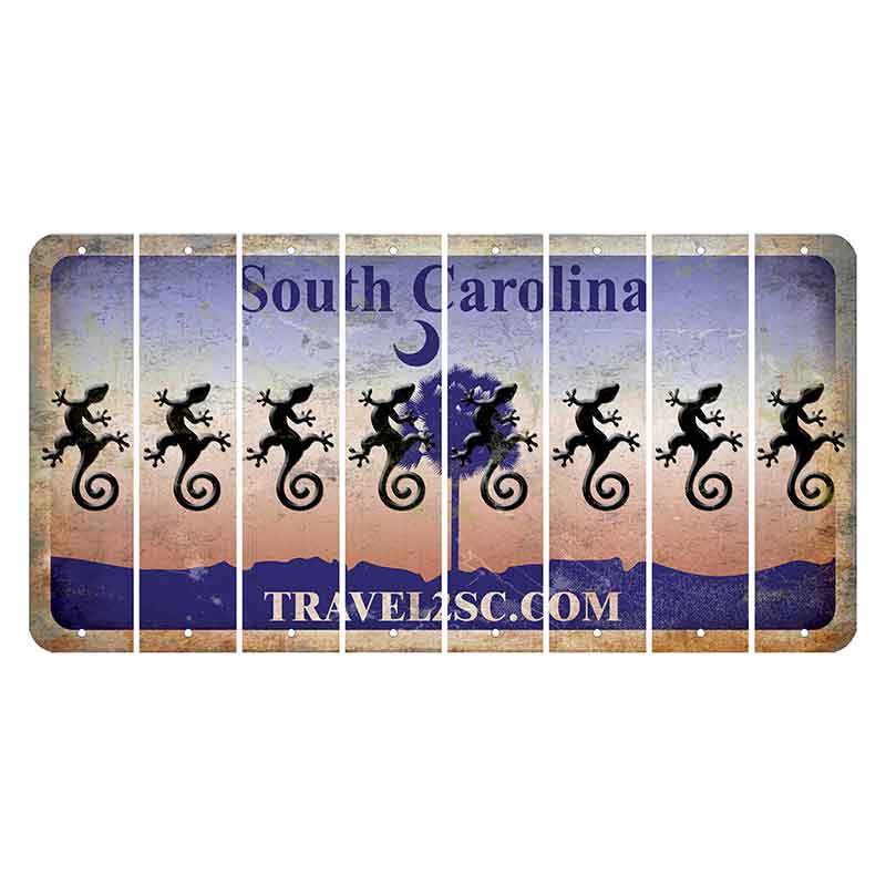 South Carolina Travel2SC Cut License Plate Strips (Set of 8) Gecko