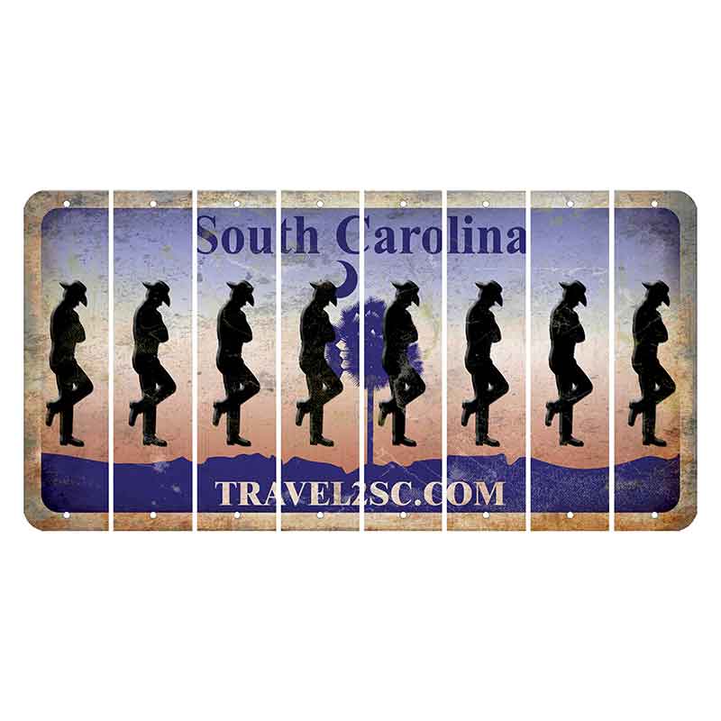 South Carolina Travel2SC Cut License Plate Strips (Set of 8) Cowboy - Leaning