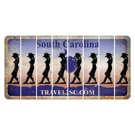 South Carolina Travel2SC Cut License Plate Strips (Set of 8) Cowgirl - Leaning