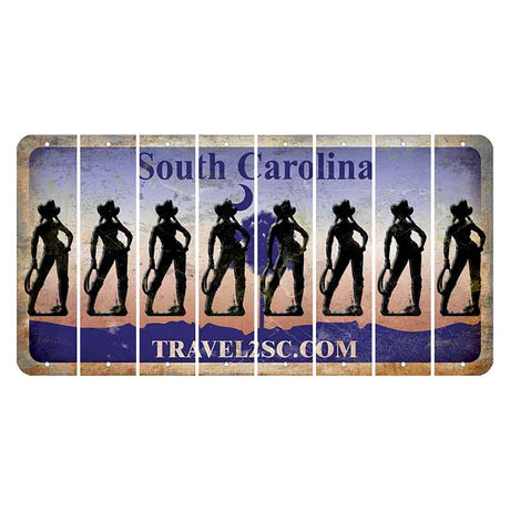 South Carolina Travel2SC Cut License Plate Strips (Set of 8) Cowgirl