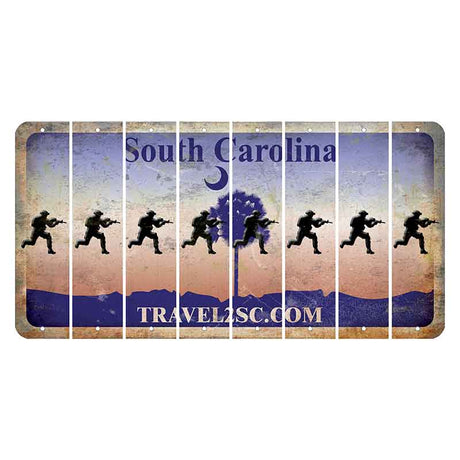 South Carolina Travel2SC Cut License Plate Strips (Set of 8) Soldier - Running