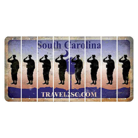 South Carolina Travel2SC Cut License Plate Strips (Set of 8) Soldier - Saluting