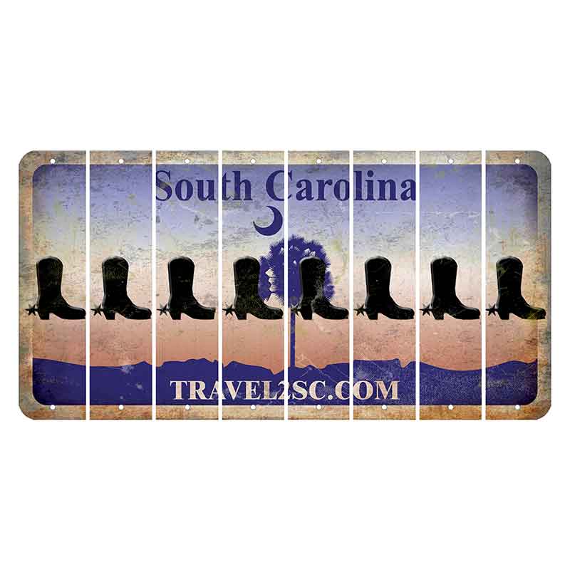 South Carolina Travel2SC Cut License Plate Strips (Set of 8) Cowboy Boot