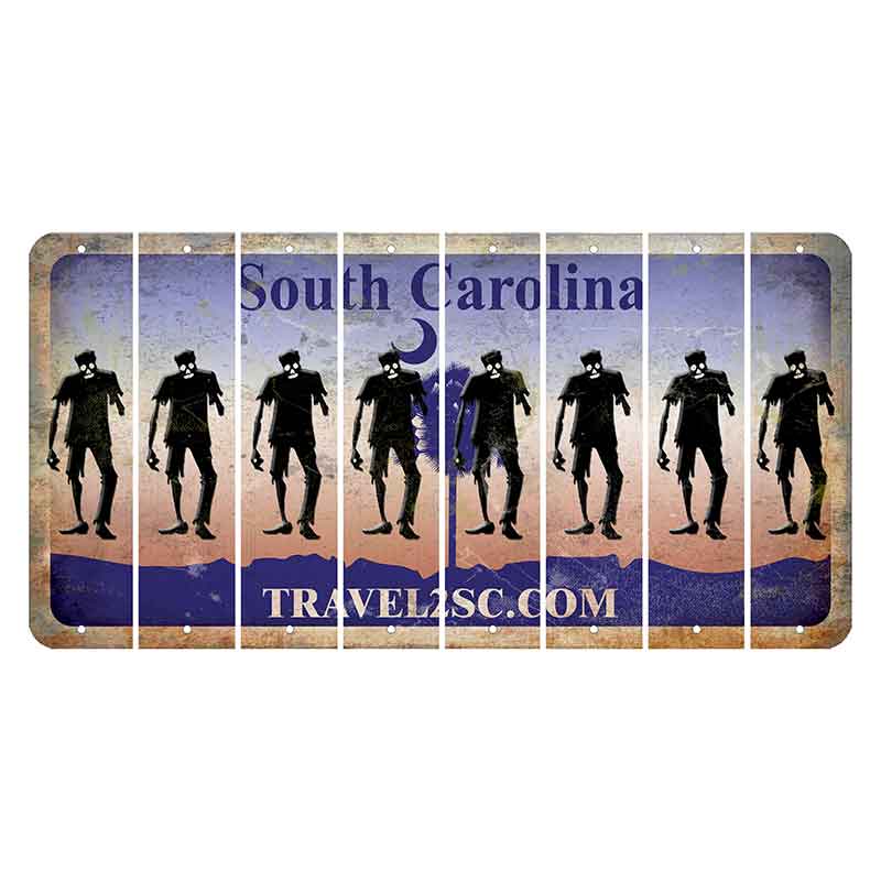 South Carolina Travel2SC Cut License Plate Strips (Set of 8) Zombie