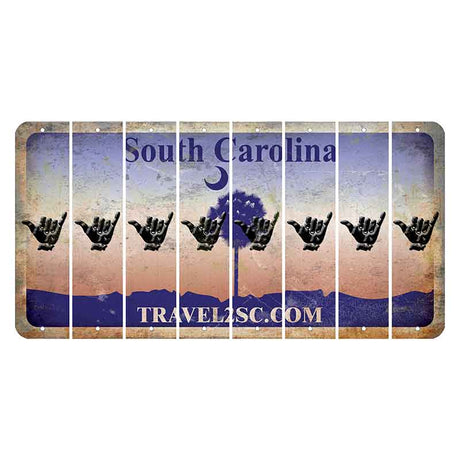 South Carolina Travel2SC Cut License Plate Strips (Set of 8) Hang Loose