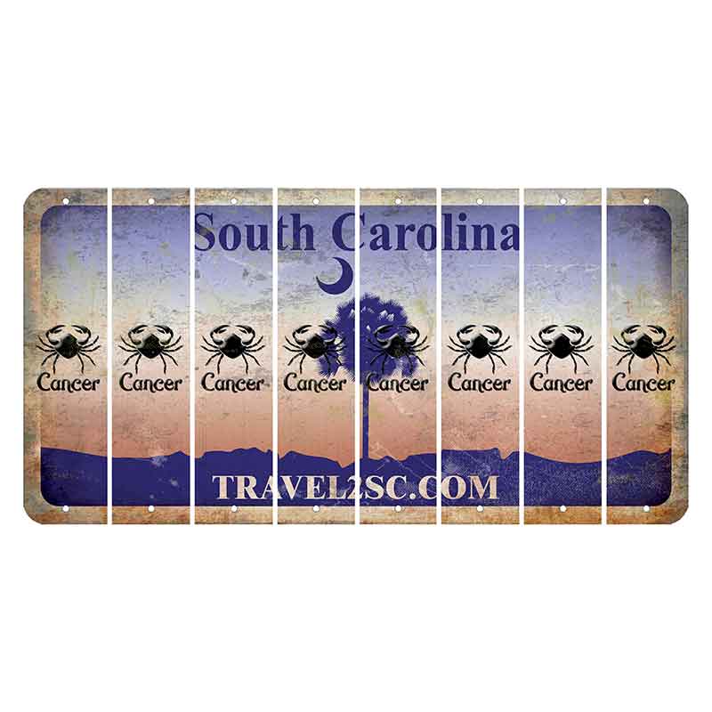 South Carolina Travel2SC Cut License Plate Strips (Set of 8) Zodiac Sign - Cancer