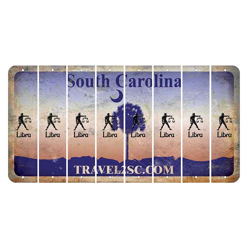 South Carolina Travel2SC Cut License Plate Strips (Set of 8) Zodiac Sign - Libra