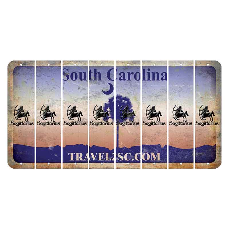 South Carolina Travel2SC Cut License Plate Strips (Set of 8) Zodiac Sign - Sagittarius