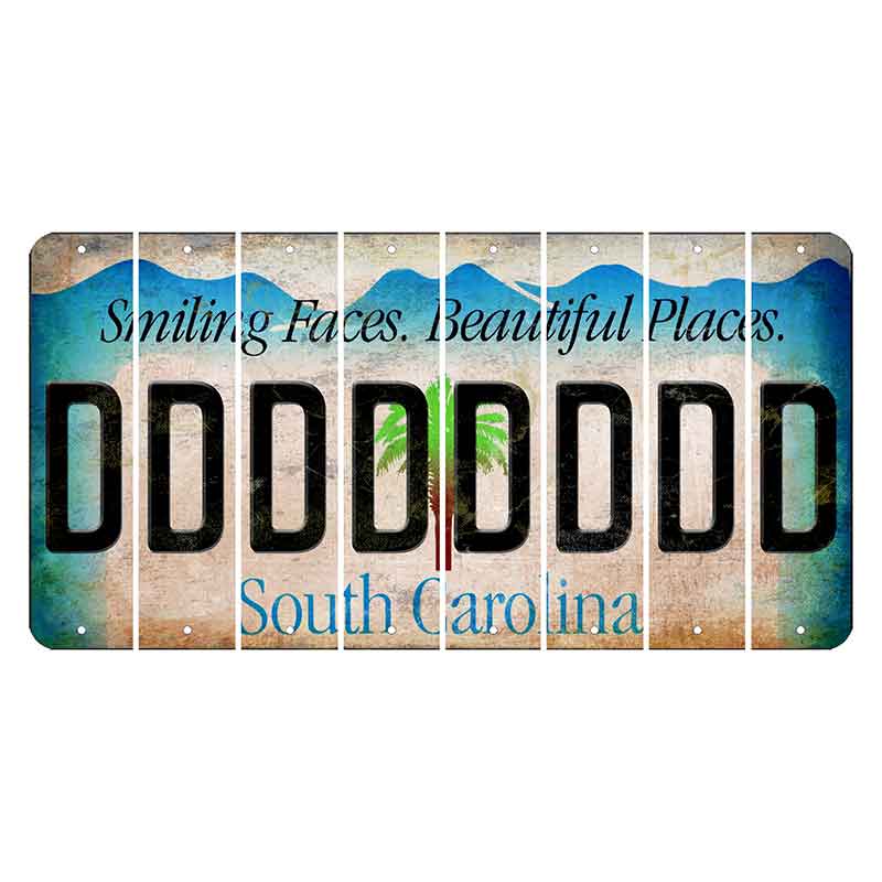 South Carolina Smiling Faces Cut License Plate Strips (Set of 8) D