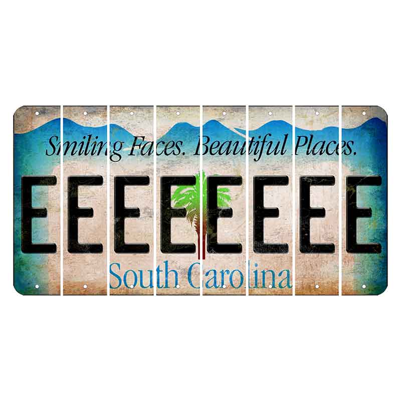 South Carolina Smiling Faces Cut License Plate Strips (Set of 8) E