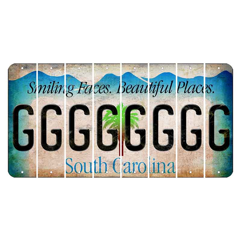 South Carolina Smiling Faces Cut License Plate Strips (Set of 8) G