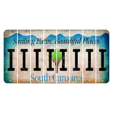 South Carolina Smiling Faces Cut License Plate Strips (Set of 8) I