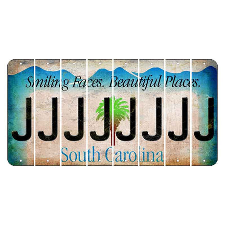 South Carolina Smiling Faces Cut License Plate Strips (Set of 8) J