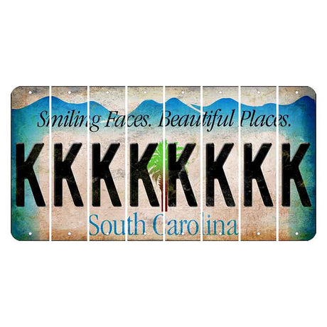 South Carolina Smiling Faces Cut License Plate Strips (Set of 8) K