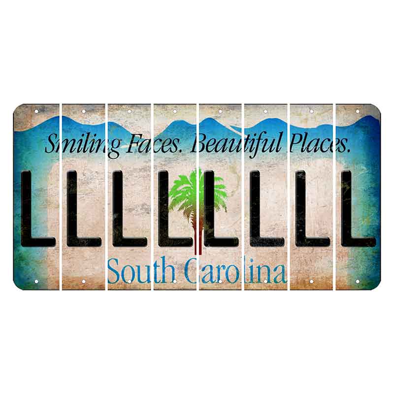 South Carolina Smiling Faces Cut License Plate Strips (Set of 8) L