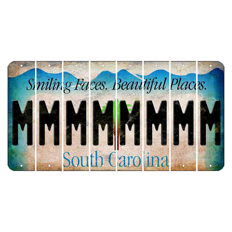 South Carolina Smiling Faces Cut License Plate Strips (Set of 8) M