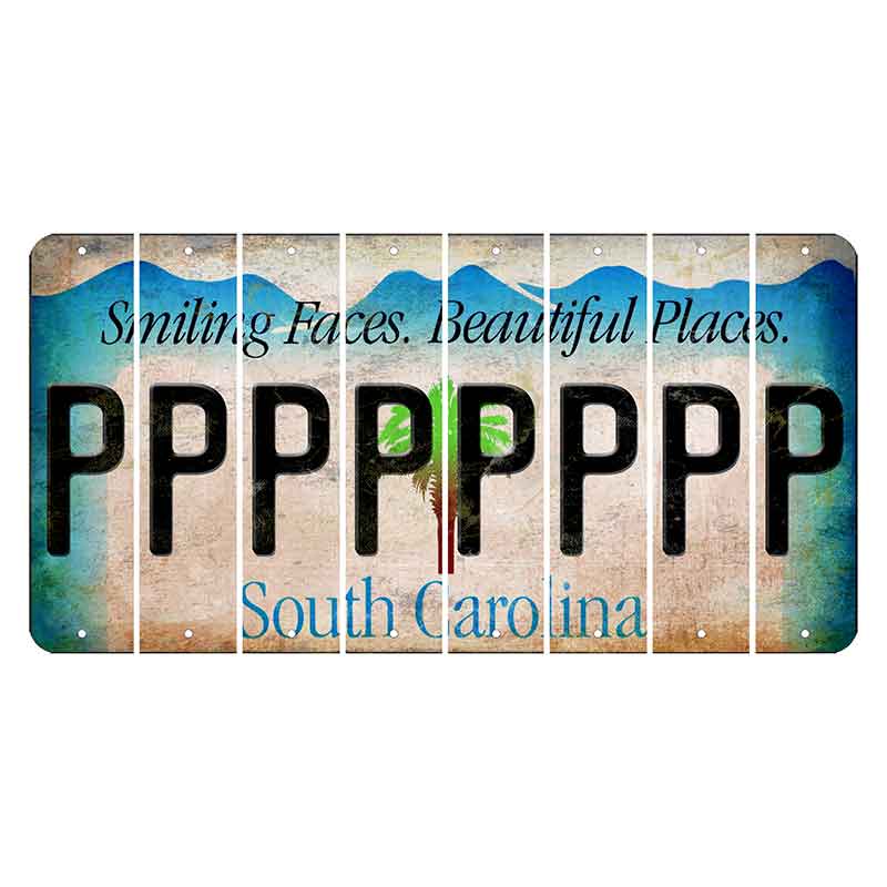 South Carolina Smiling Faces Cut License Plate Strips (Set of 8) P