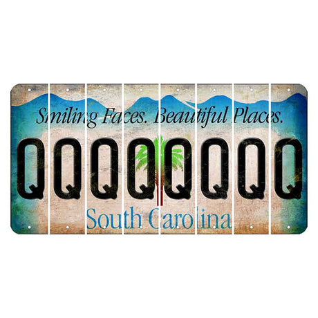 South Carolina Smiling Faces Cut License Plate Strips (Set of 8) Q