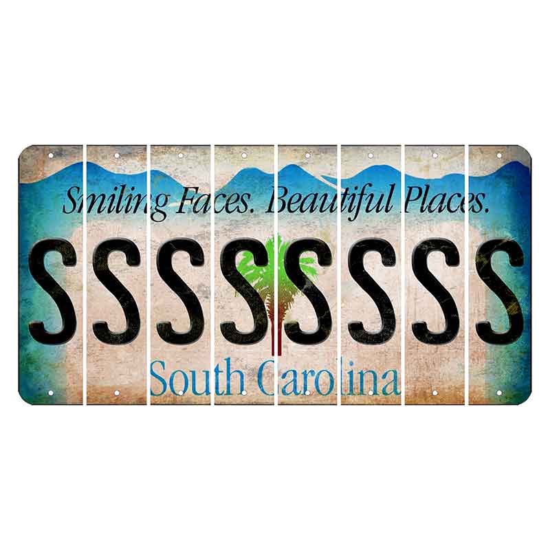 South Carolina Smiling Faces Cut License Plate Strips (Set of 8) S