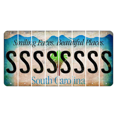 South Carolina Smiling Faces Cut License Plate Strips (Set of 8) S