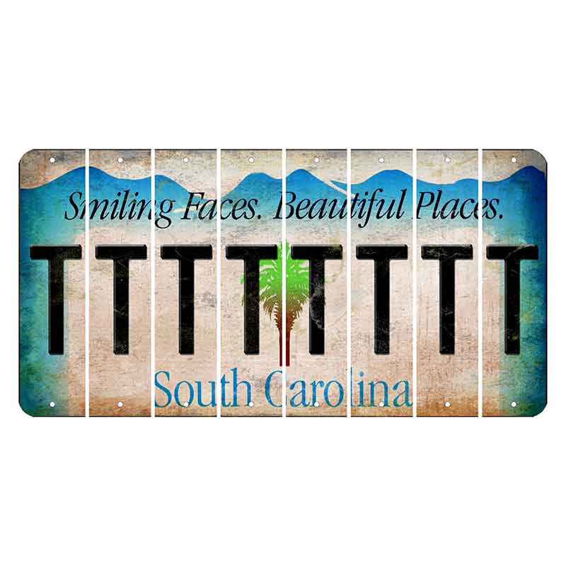 South Carolina Smiling Faces Cut License Plate Strips (Set of 8) T