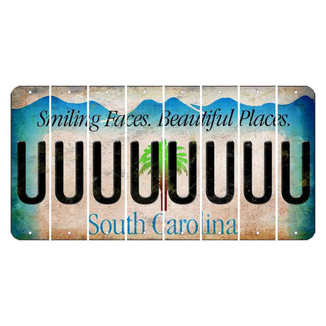 South Carolina Smiling Faces Cut License Plate Strips (Set of 8) U