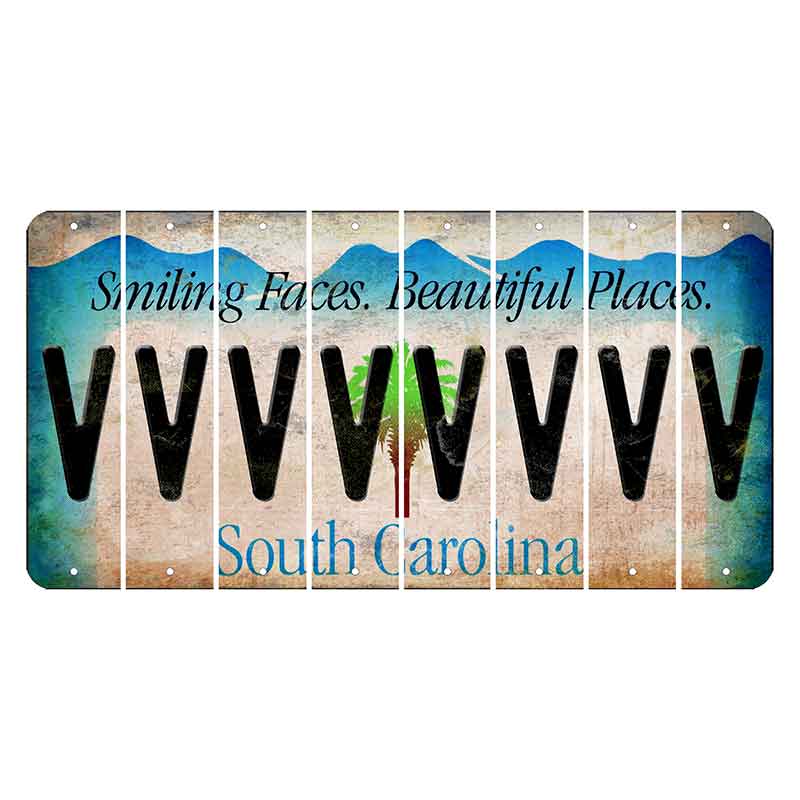 South Carolina Smiling Faces Cut License Plate Strips (Set of 8) V