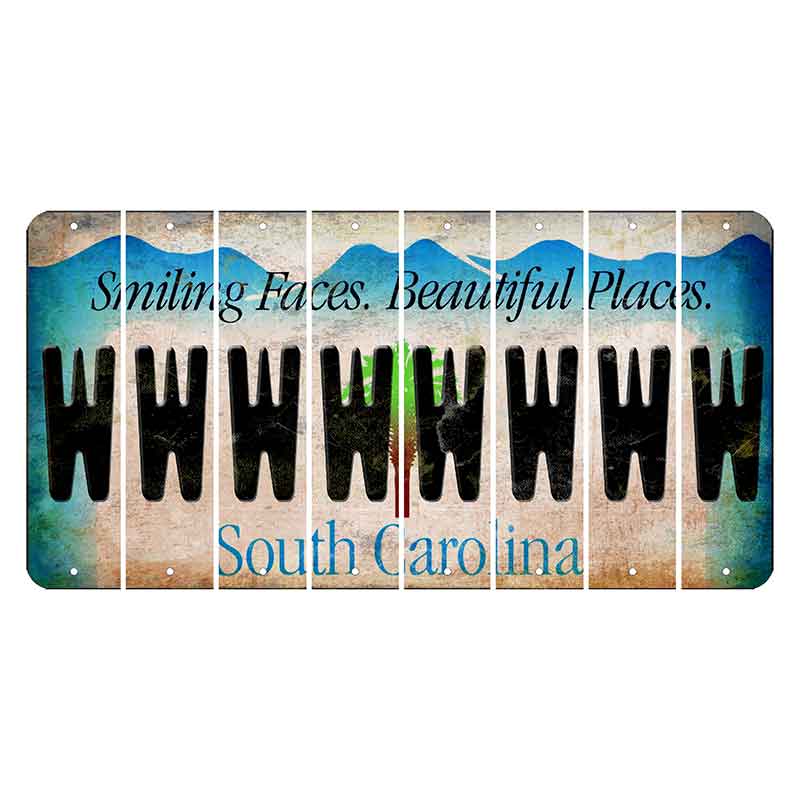 South Carolina Smiling Faces Cut License Plate Strips (Set of 8) W