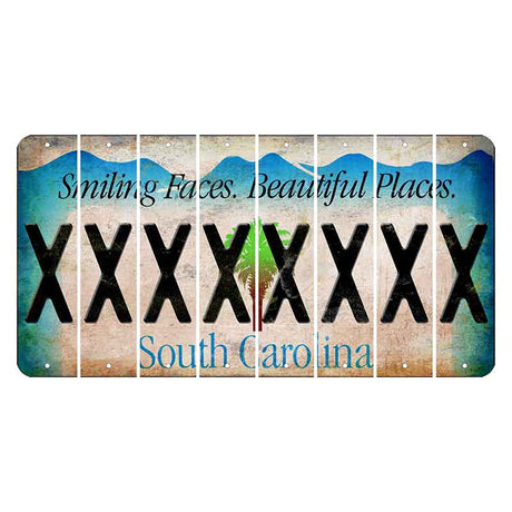 South Carolina Smiling Faces Cut License Plate Strips (Set of 8) X