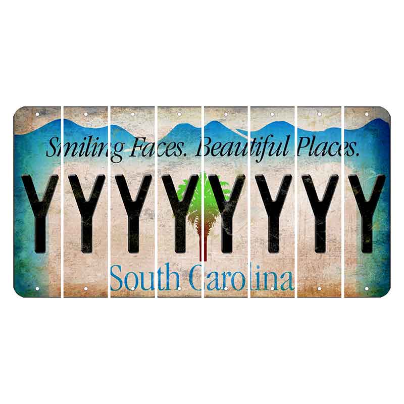 South Carolina Smiling Faces Cut License Plate Strips (Set of 8) Y