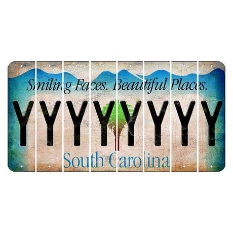 South Carolina Smiling Faces Cut License Plate Strips (Set of 8) Y