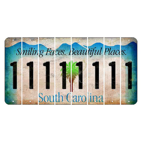 South Carolina Smiling Faces Cut License Plate Strips (Set of 8) 1