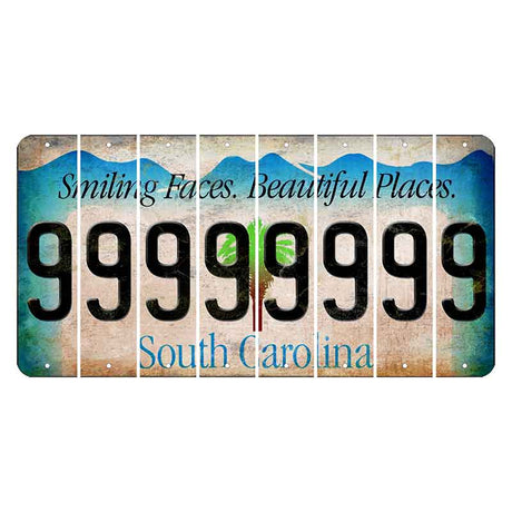 South Carolina Smiling Faces Cut License Plate Strips (Set of 8) 9