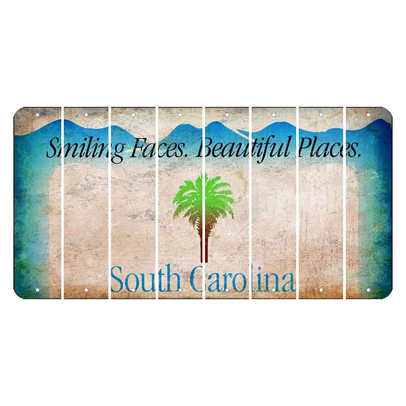 South Carolina Smiling Faces Cut License Plate Strips (Set of 8) Blank