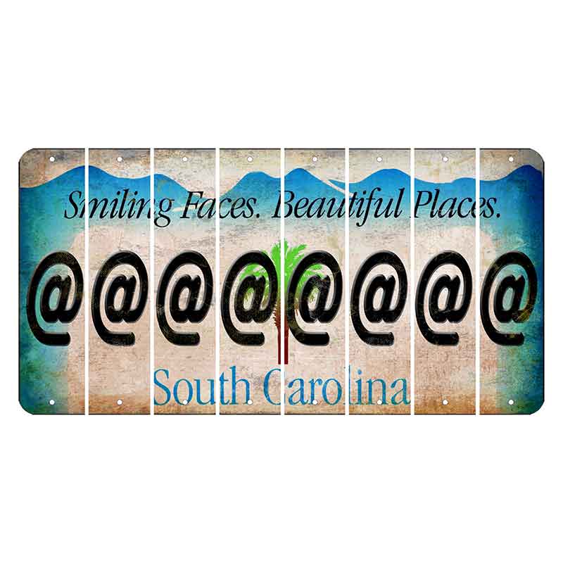 South Carolina Smiling Faces Cut License Plate Strips (Set of 8) At Sign