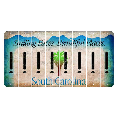 South Carolina Smiling Faces Cut License Plate Strips (Set of 8) Exclamation Point