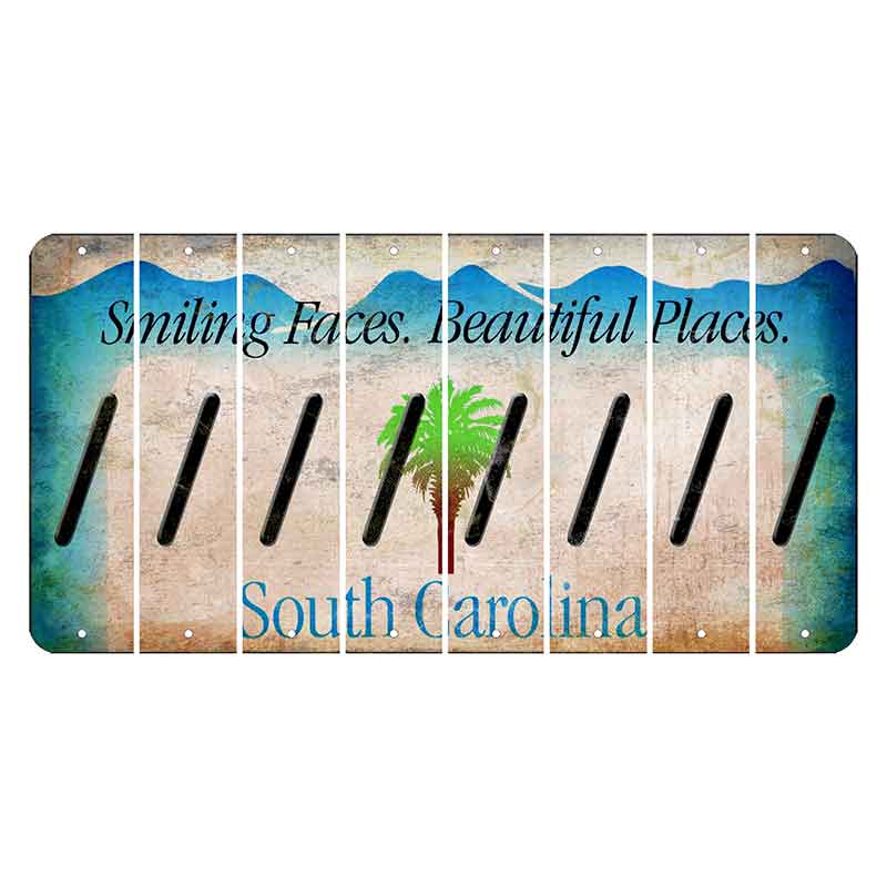 South Carolina Smiling Faces Cut License Plate Strips (Set of 8) Forward Slash