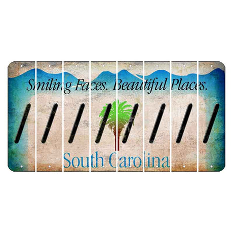 South Carolina Smiling Faces Cut License Plate Strips (Set of 8) Forward Slash