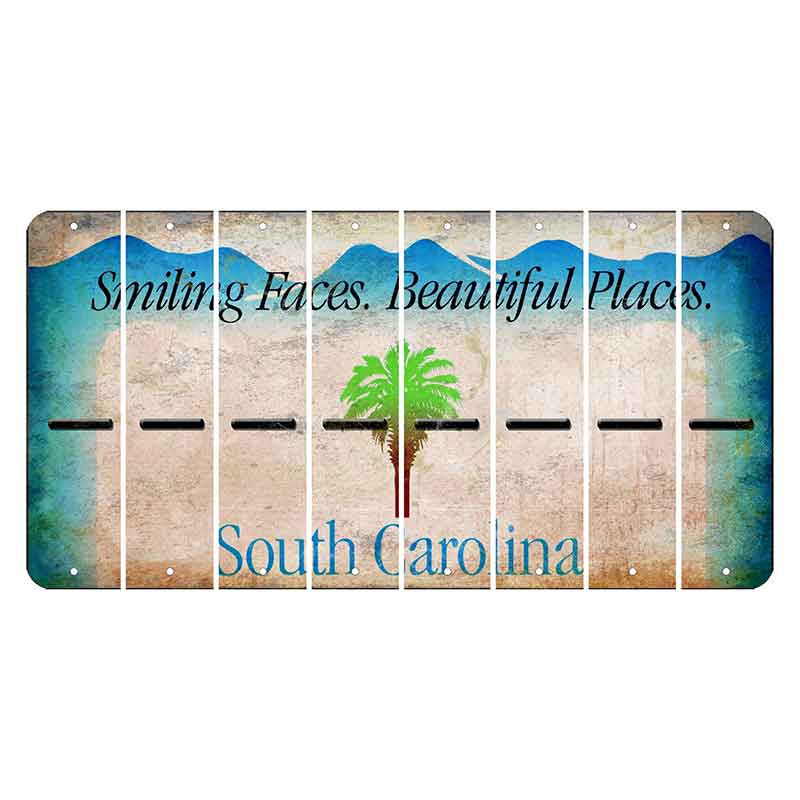 South Carolina Smiling Faces Cut License Plate Strips (Set of 8) Hyphen