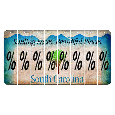 South Carolina Smiling Faces Cut License Plate Strips (Set of 8) Percent Sign