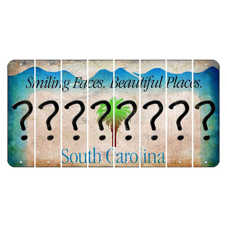 South Carolina Smiling Faces Cut License Plate Strips (Set of 8) Question Mark