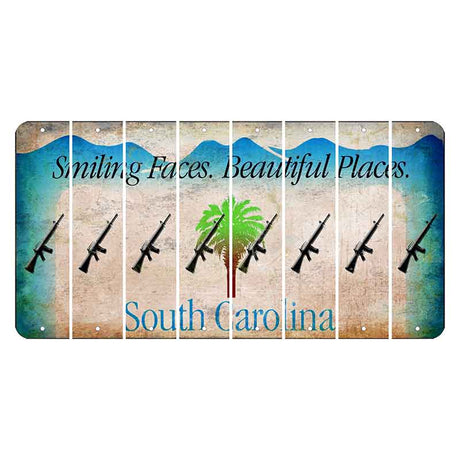 South Carolina Smiling Faces Cut License Plate Strips (Set of 8) Rifle