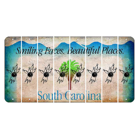 South Carolina Smiling Faces Cut License Plate Strips (Set of 8) Bowling